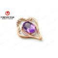 Jewelry Natural Amethyst Stone with Diamond Necklace Jewelry